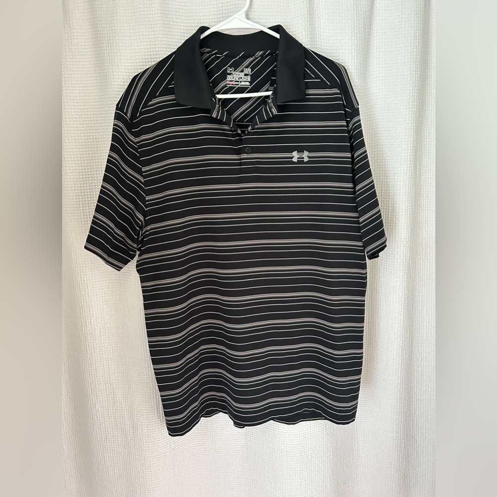 Under Armour‎ Men’s Large Black Striped Polo